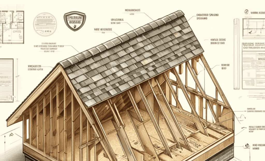 A view of a labeled roof sheathing code requirement for contractors