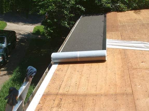 A view of a roll on a wooden roof