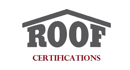 A view of a roof certifications text