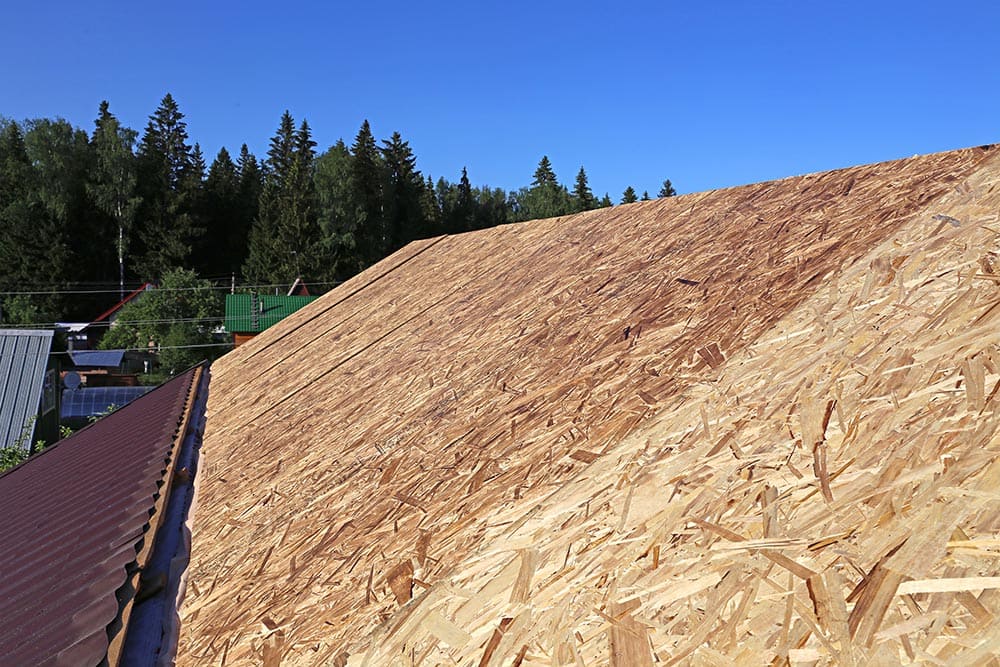 A view of a textured wood roofing