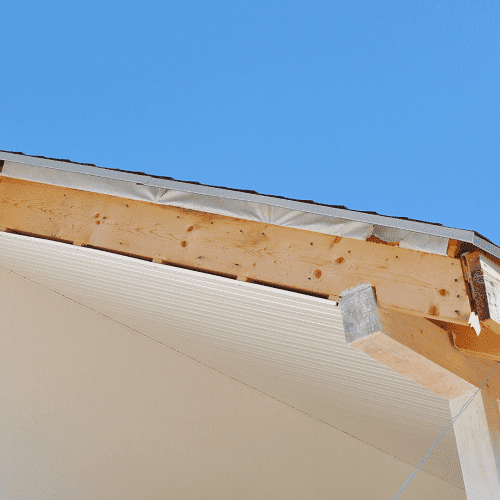 A view of a wooden roof fascia board