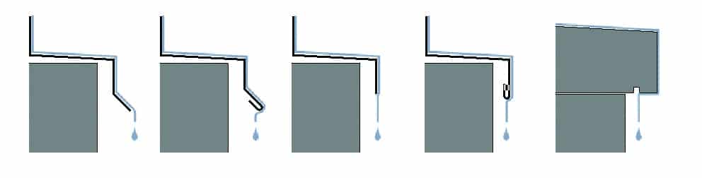 A view of various drip edge designs