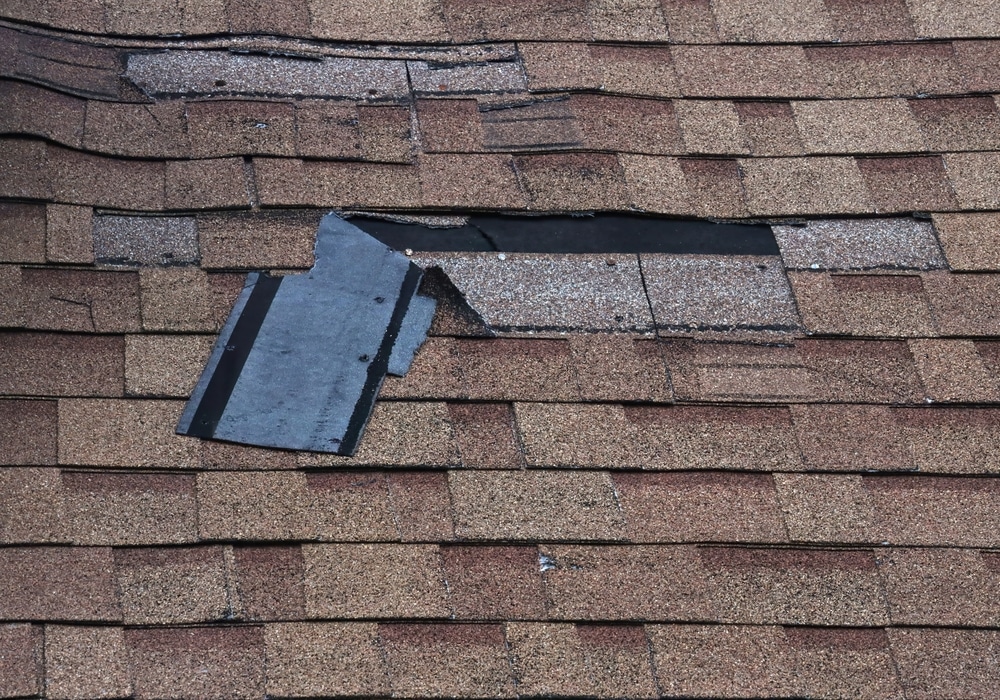 Shingle Torn And Flipped Over