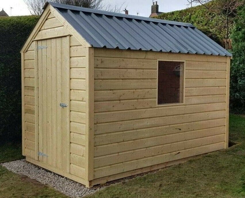 a shed in the backyard