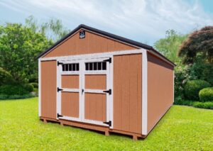 shed with sloppy roof in the backyard