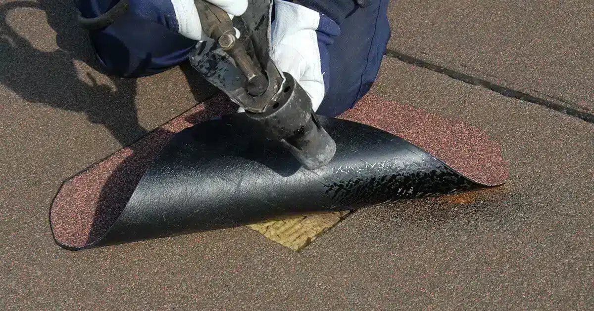 zoomed in view of a patch for flat roof