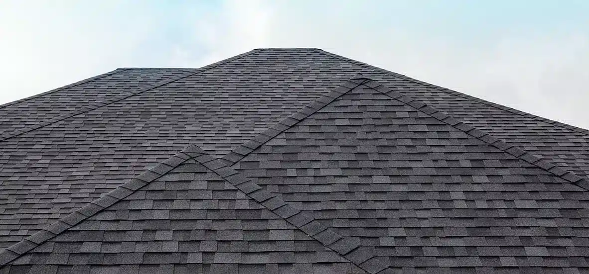 close up of roof shingles