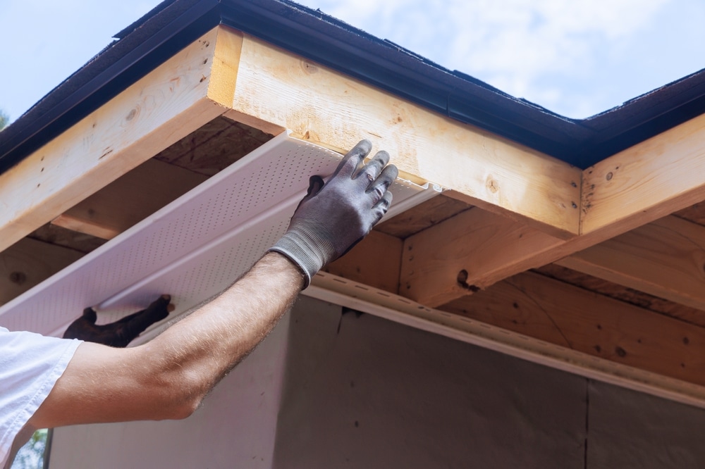 An Installation Of Upvc Soffit Board At Corner Of Roof