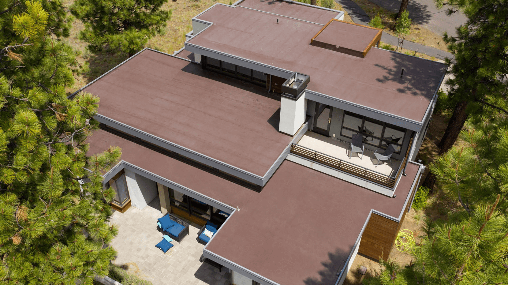 view of a flat roof of a house view of a flat roof of a house