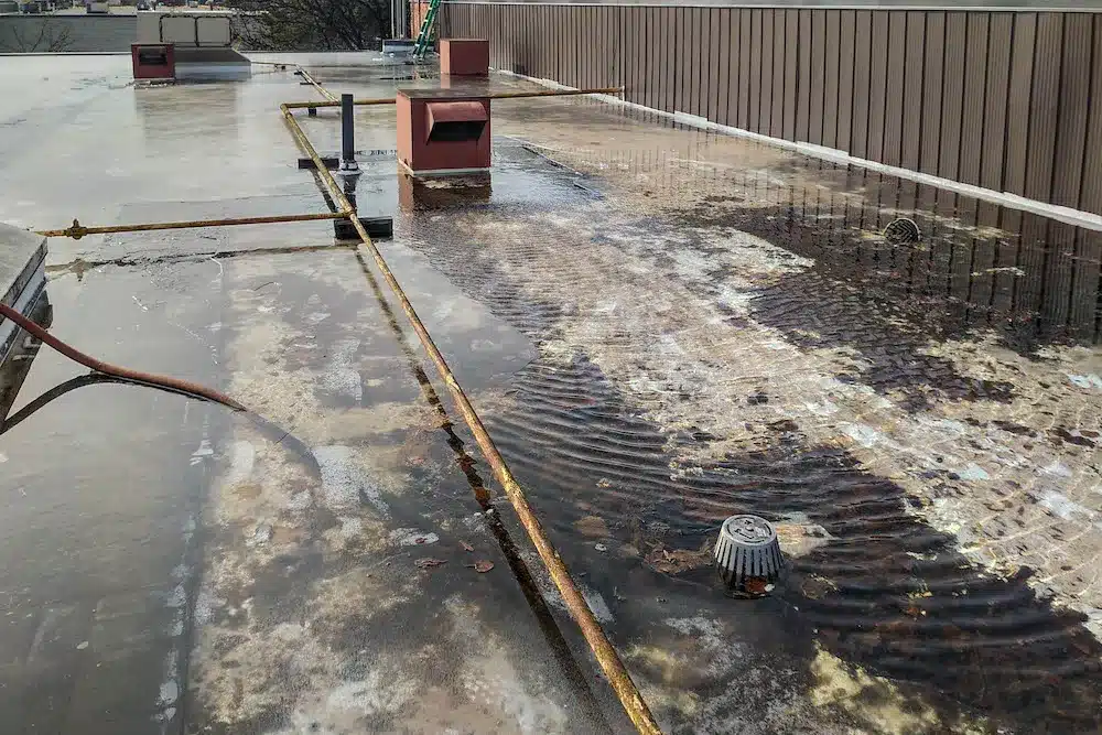small roof drain pipeline on a roof