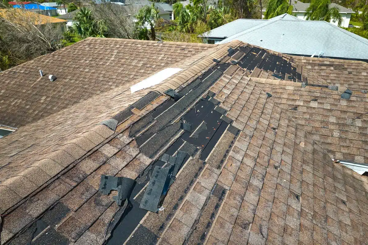 missing shingles on a roof