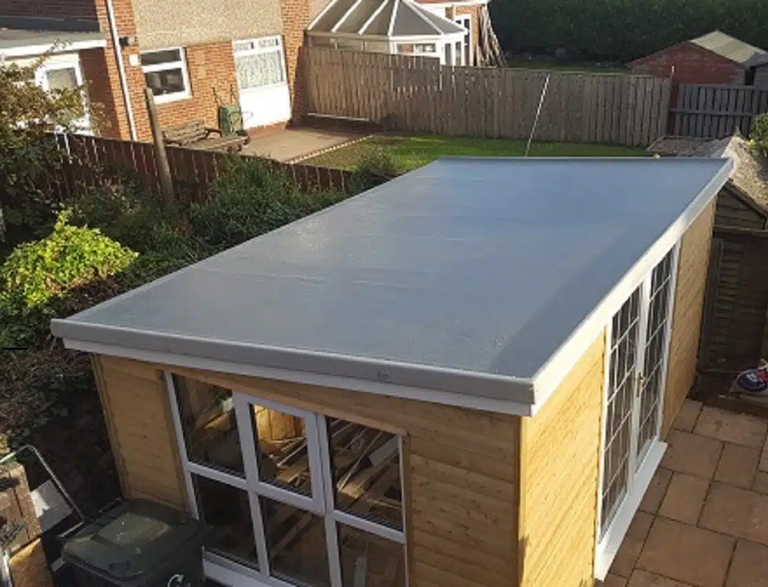 a flat fibreglass roof